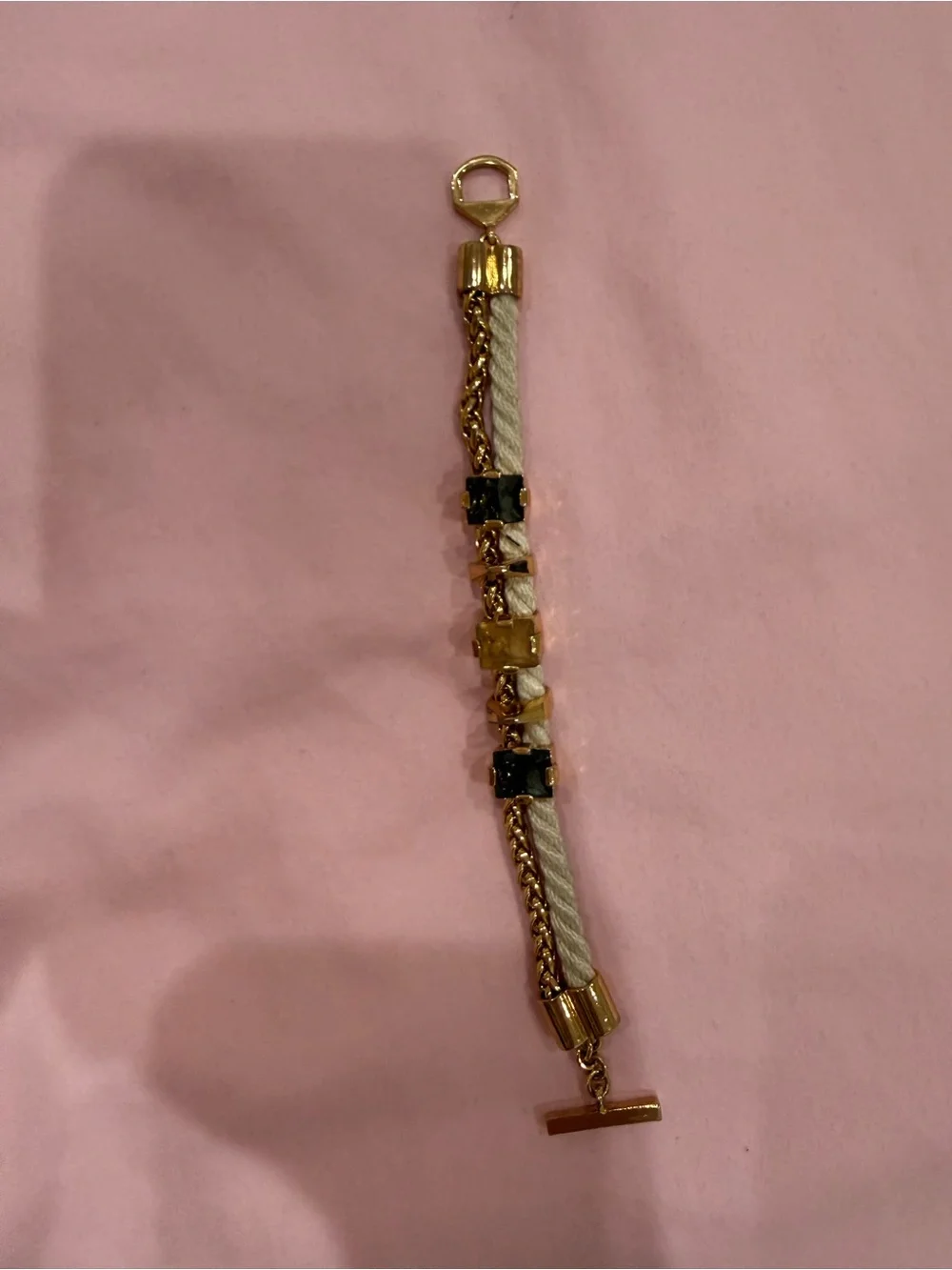 Gold Rope Bracelet with Brown and Amber Stones